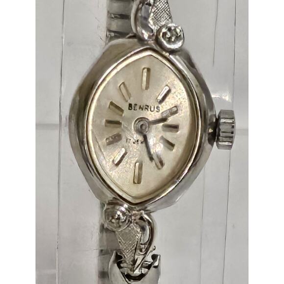Vintage Ladies Benrus 17 Jewel 2 Diamonds Cocktail Mechanical Wind Watch - Picture 5 of 15